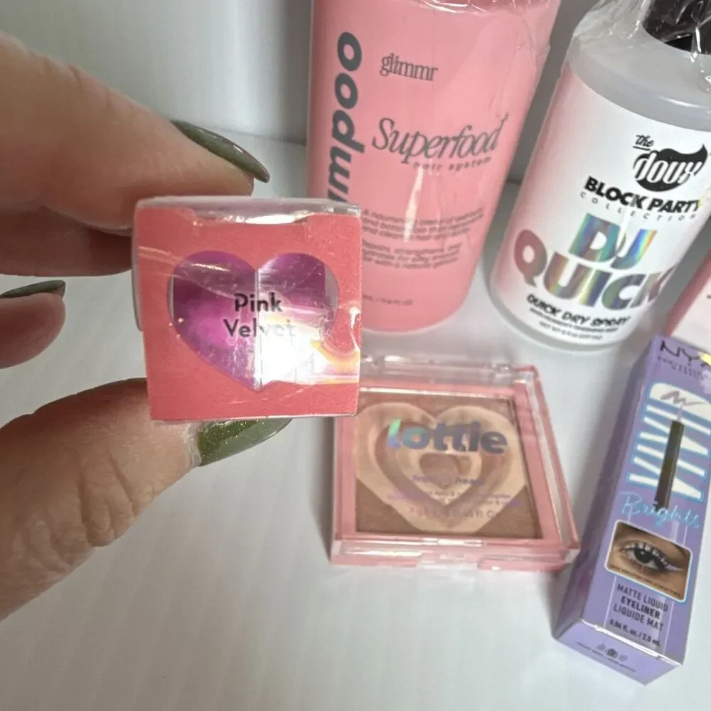6pc Assorted Full Size Cruelty-Free Lot: Cheeky Blush, Lottie HL, NYX Lilac